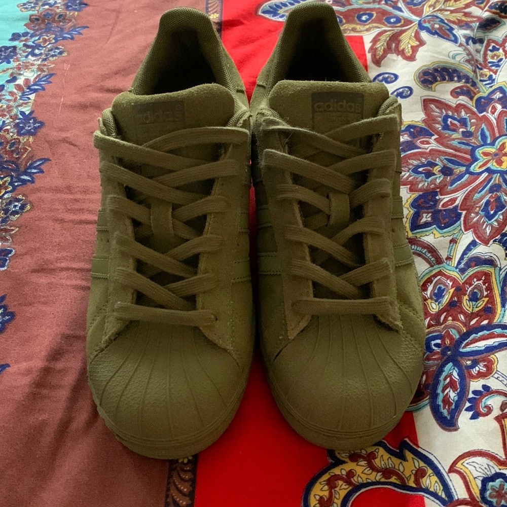 Adidas Superstar Olive Green Suede